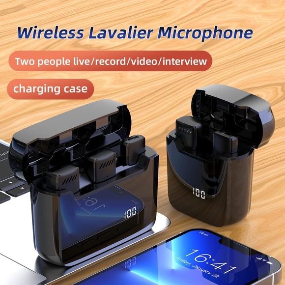 Wireless Lavalier Microphones for iPhone iPad 2.4GHz Clip-on Mic w/ Charging Cas - Picture 5 of 8